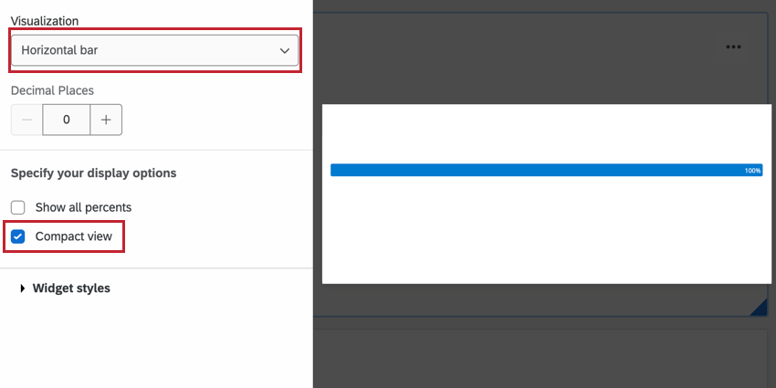 Auswahl der horizontalen Leiste und der Visualisierung der Kompaktansicht