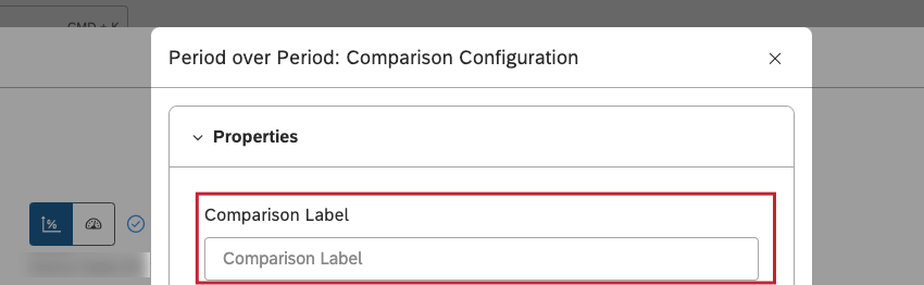Enter a custom label for the comparison metric in the Comparison Label box.