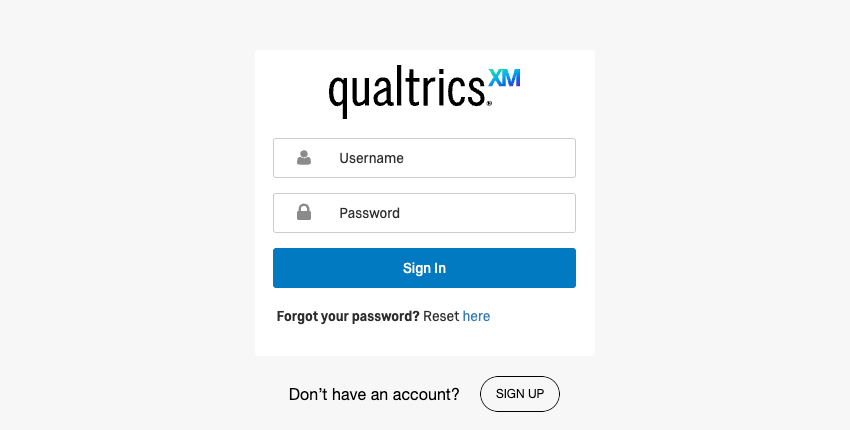 Ecran de connexion Qualtrics