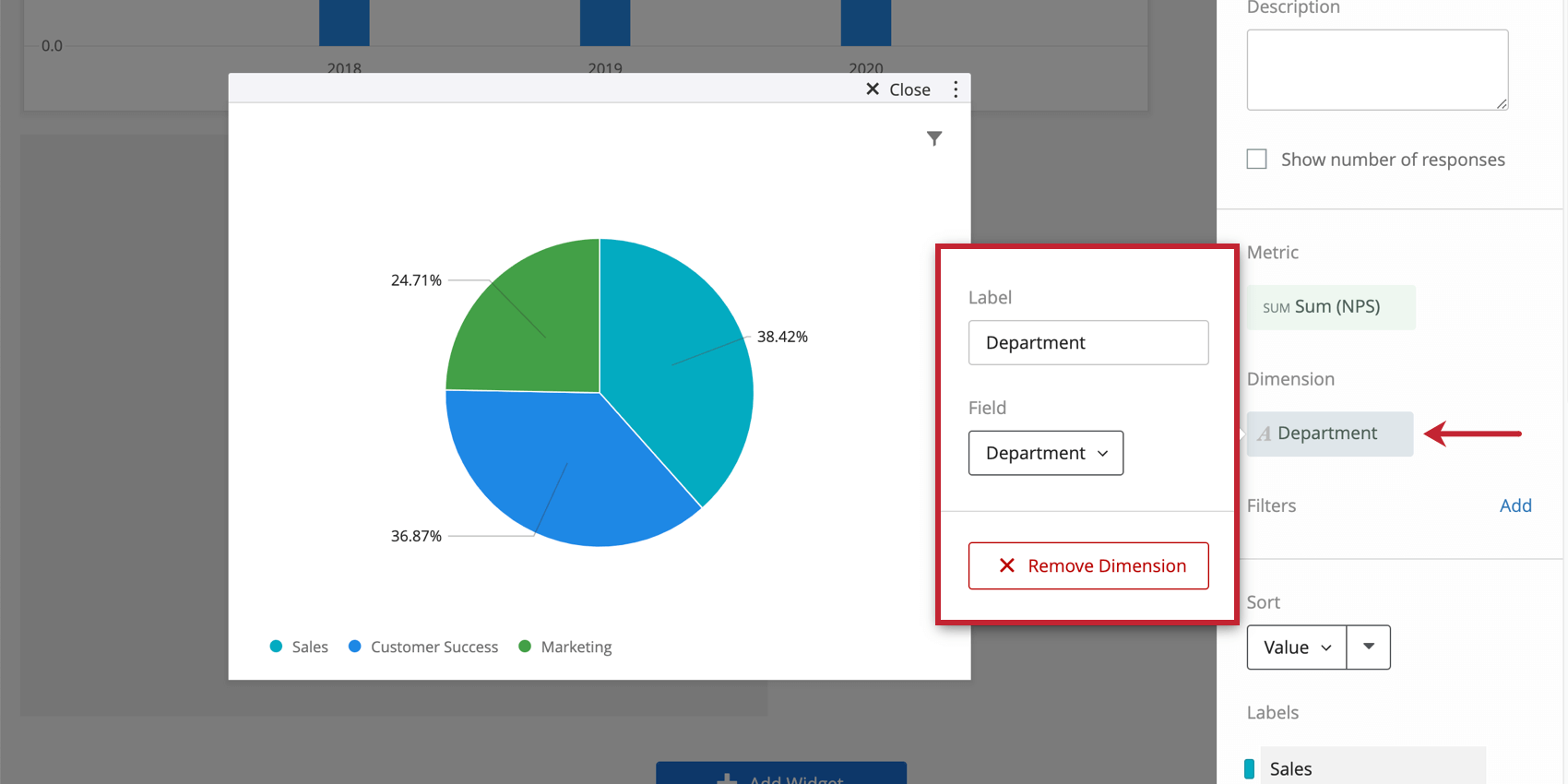 Dimension selection on a Pie Chart