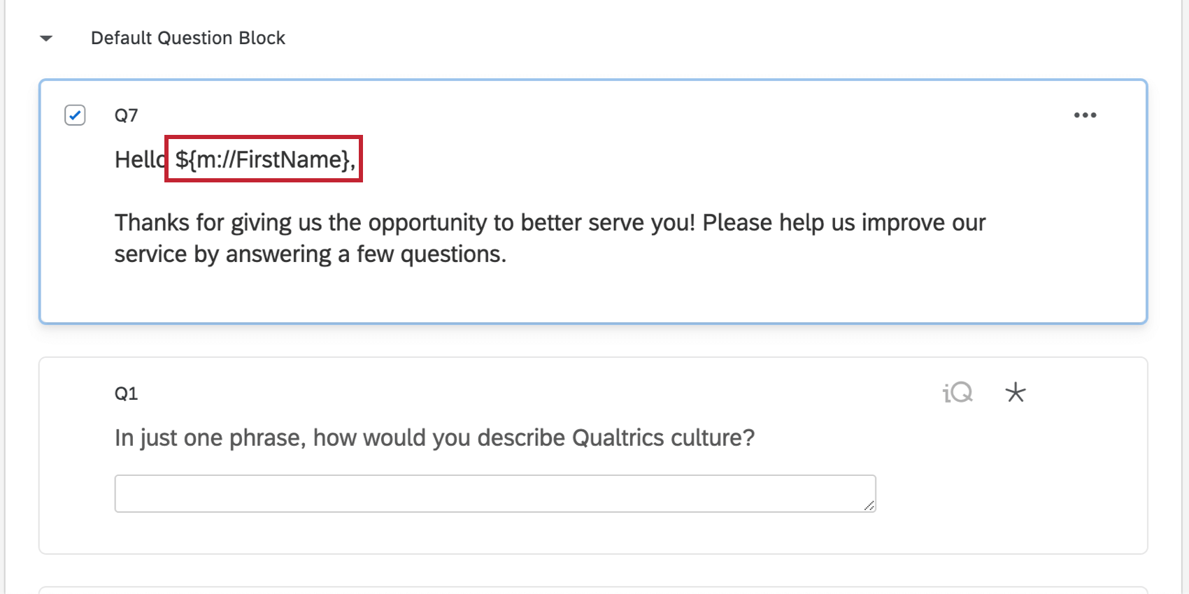 Question with contact list piped text