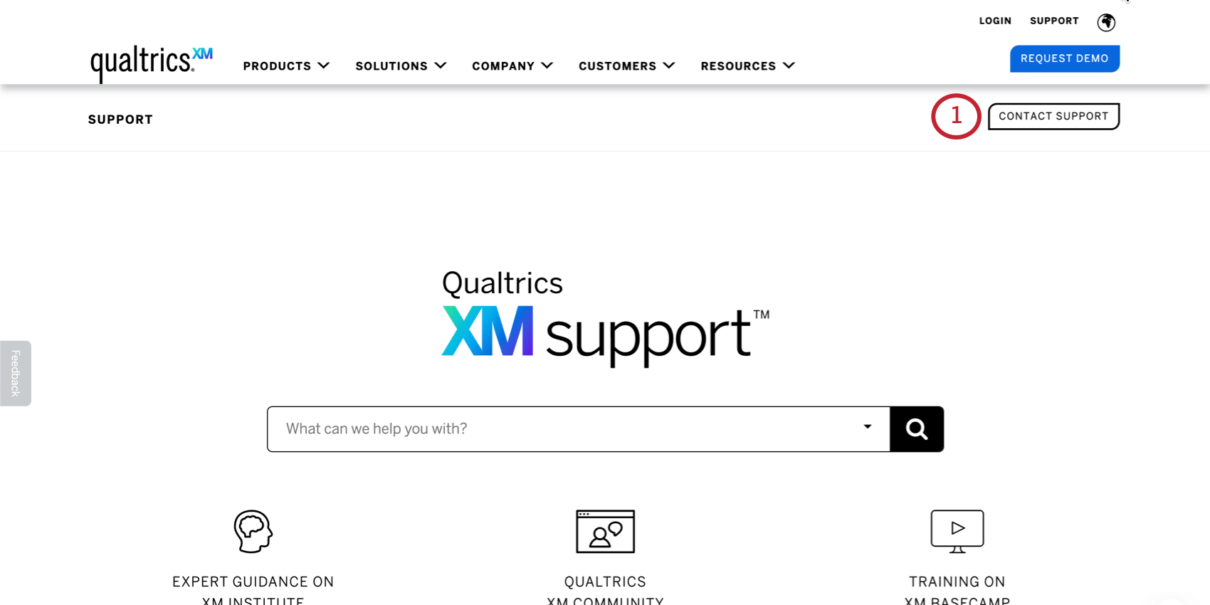 Contact us button on support site
