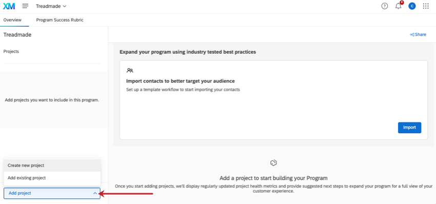 Le bouton Ajouter un projet, en bas à gauche du programme ouvert, fait apparaître un menu avec les deux options suivantes