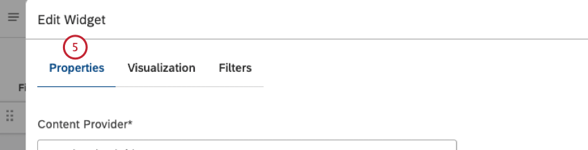 Klicken Sie im Fenster Widget bearbeiten auf die Registerkarte Eigenschaften.