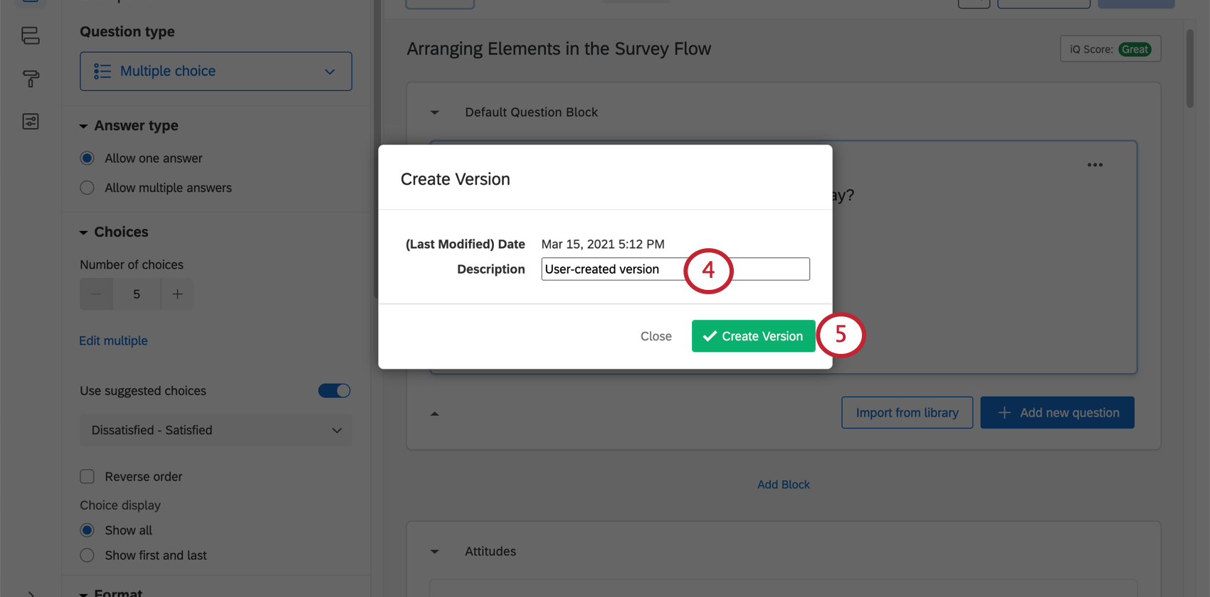 Creating a new version description