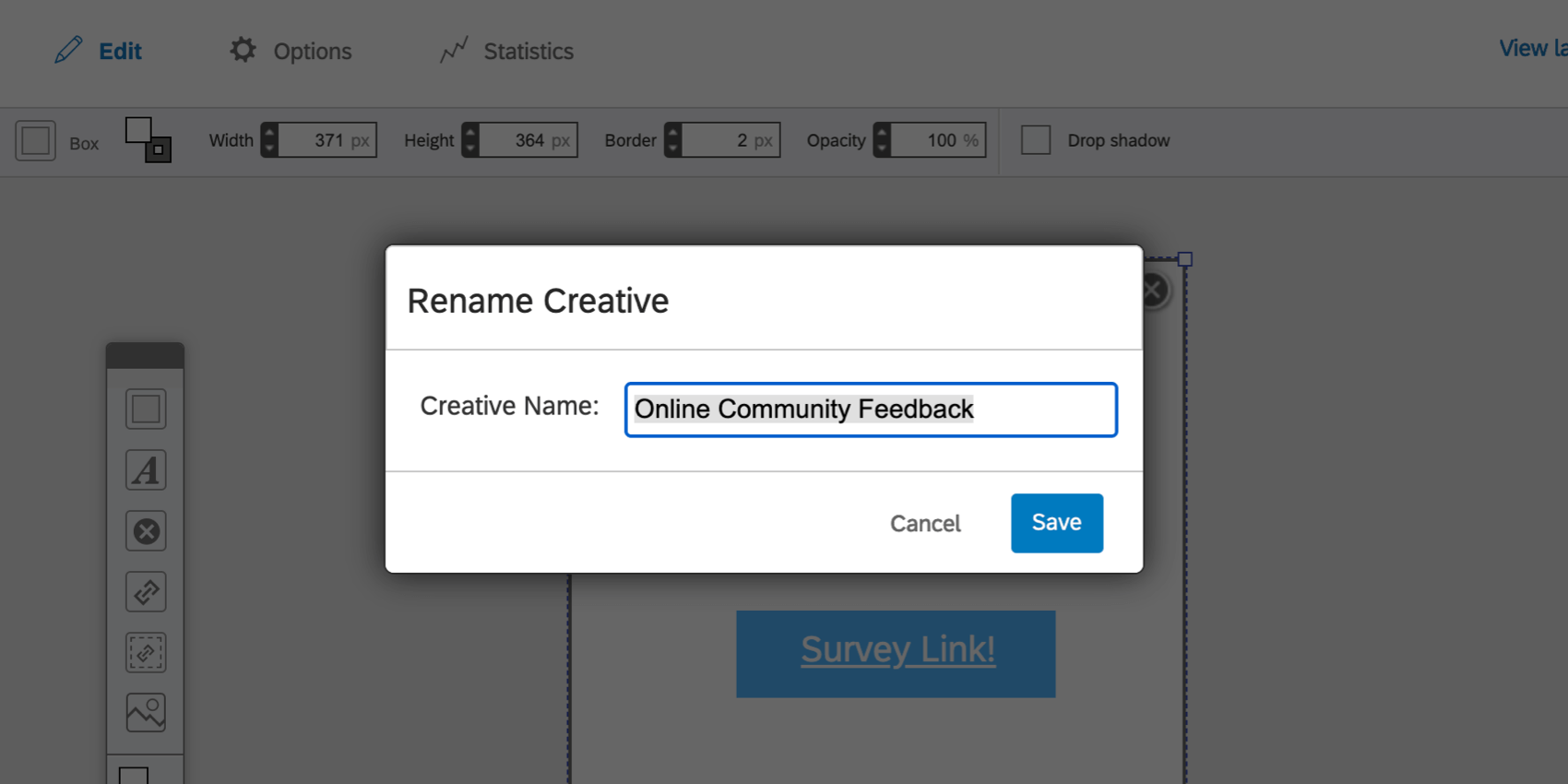 Rename Creative window