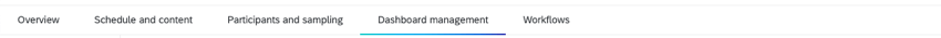 cropped image of the tabs along the top of a pulse project. dashboard management tab highlighted