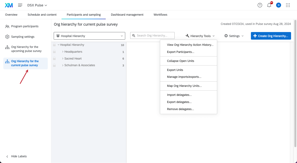inside the pulse program, but inside the current org hierarchy page instead before clicking map org hierarchy units