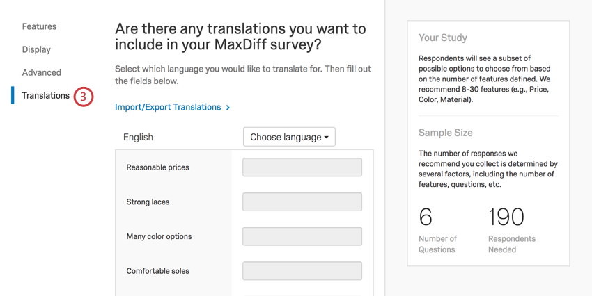 translations page of attributes page