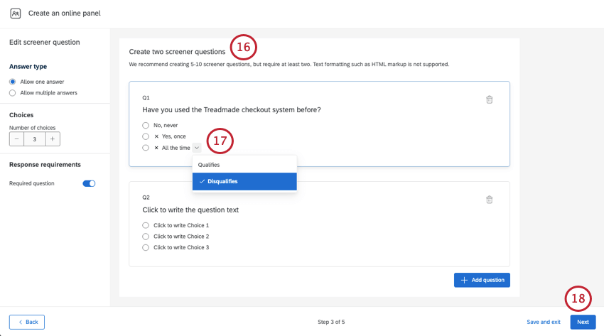 creating screener questions