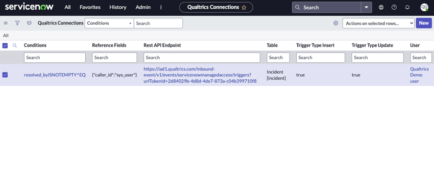la partie de lapplication consacrée aux connexions Qualtrics