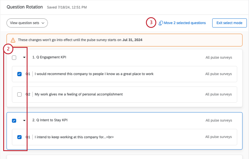 selecting questions