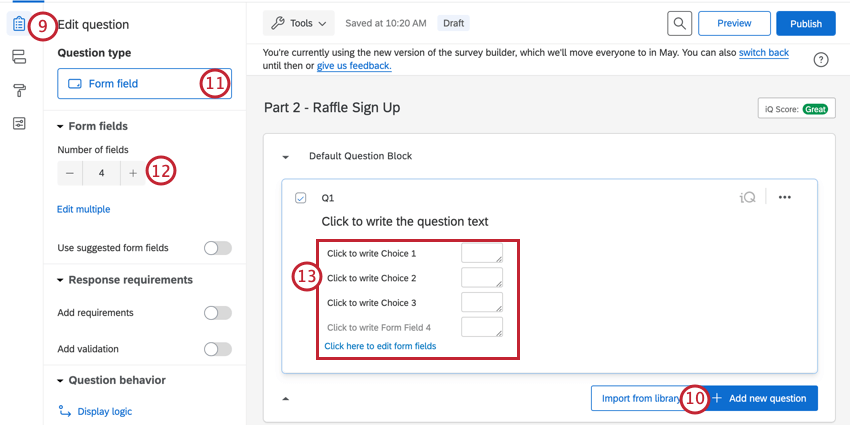 adding a form field question to capture contact information