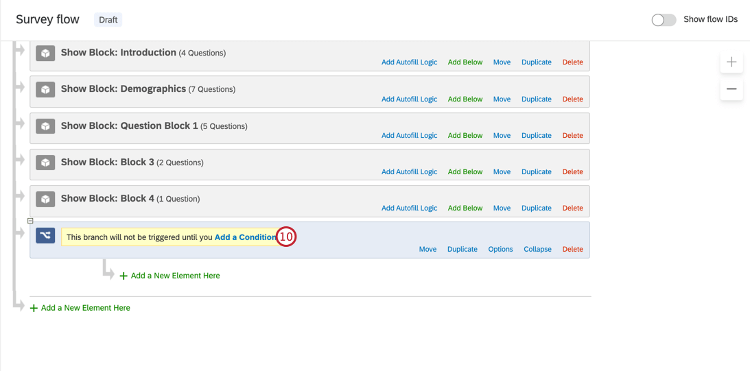 clicking add a condition