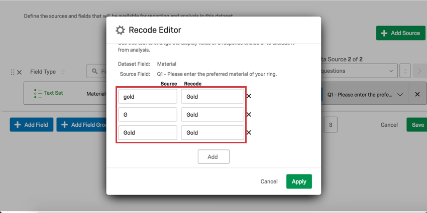 Standardize responses in Recode Editor