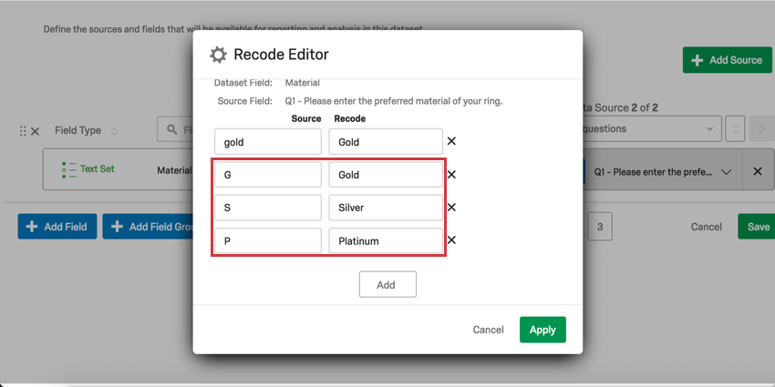 Rename Embedded Data Fields in Recode Editor