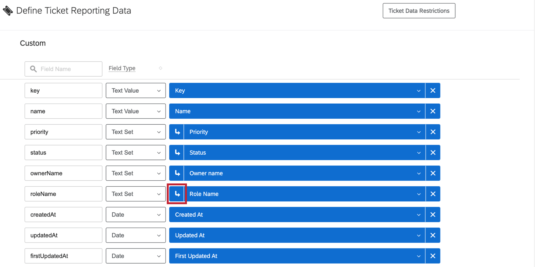 Recode button looks like an arrow next to mapping