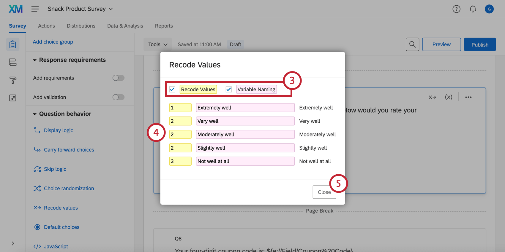 Recode Values and Variable Naming in the recode values window
