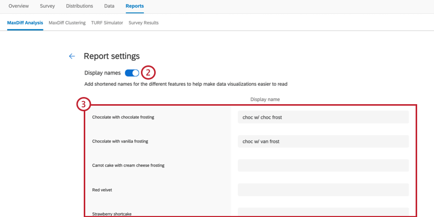 the report settings of a maxdiff report
