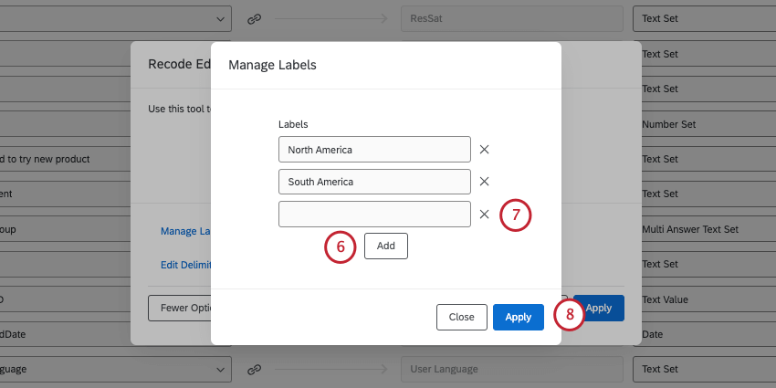 another new window for listing labels