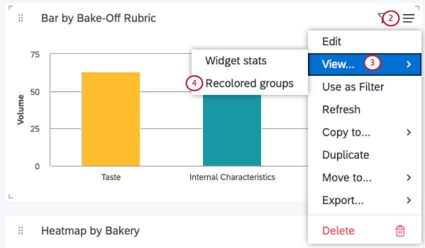 Opening the hamburger menu on a widget