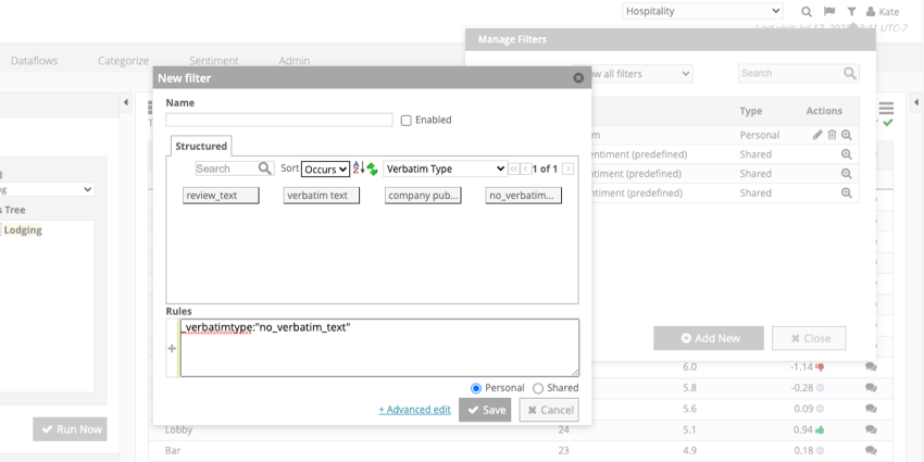 creating a filter in designer