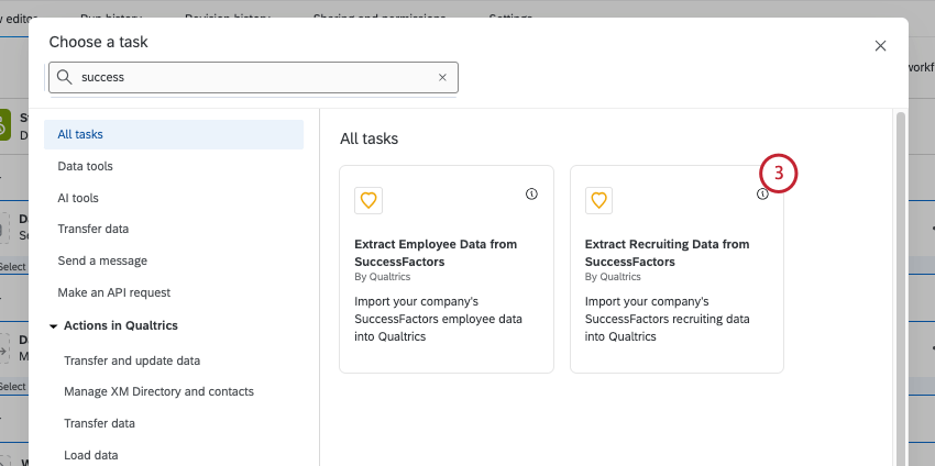 selecting the extract data from successfactors task