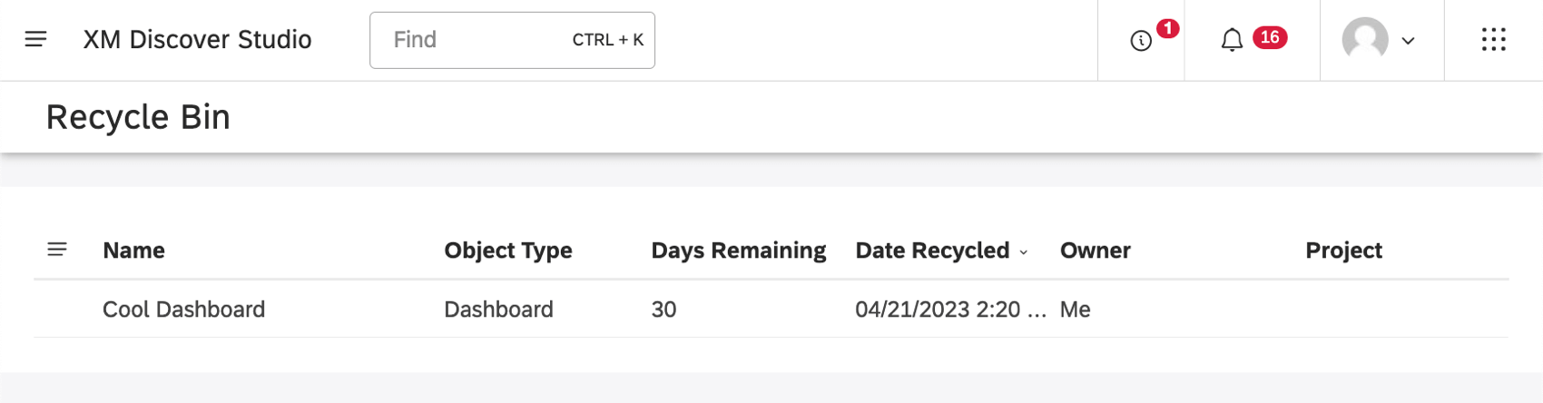 recycle bin page