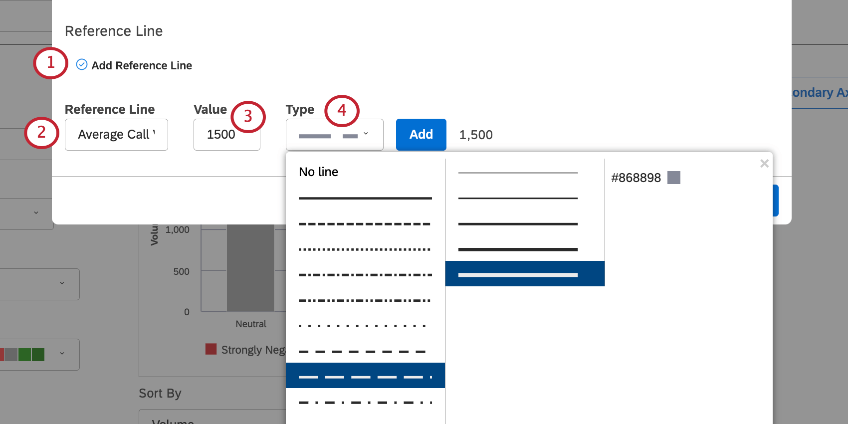 Opciones de configuración de la línea de referencia