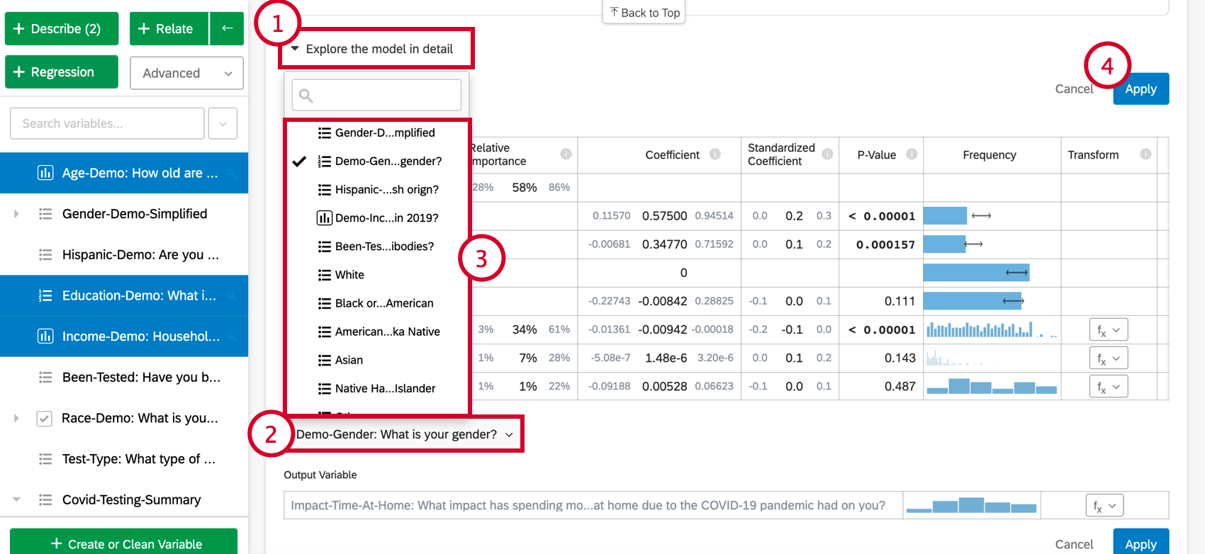 Ajouter une variable en utilisant Explorer le modèle en détail