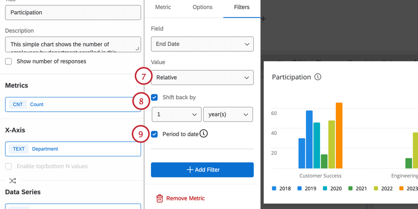 choosing a date filter and shifting by a relative date