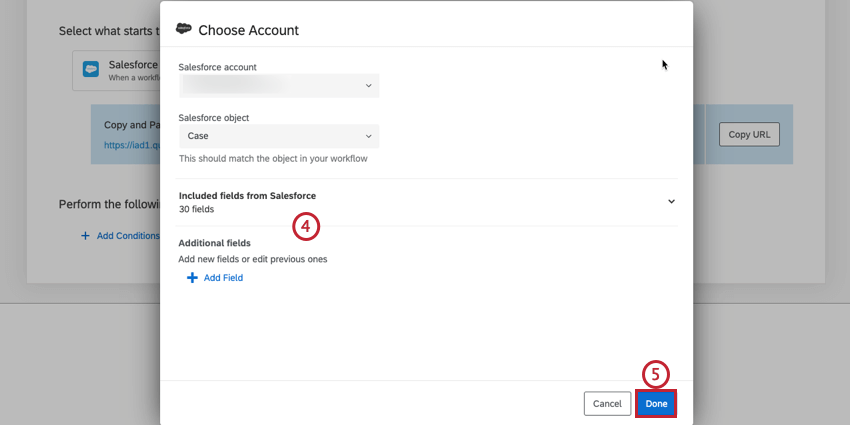 editing a salesforce workflow rule event to find the Key field for a desired object