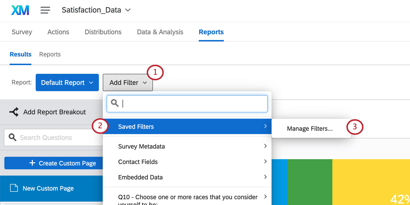 add filter button allows you to select from a saved filter