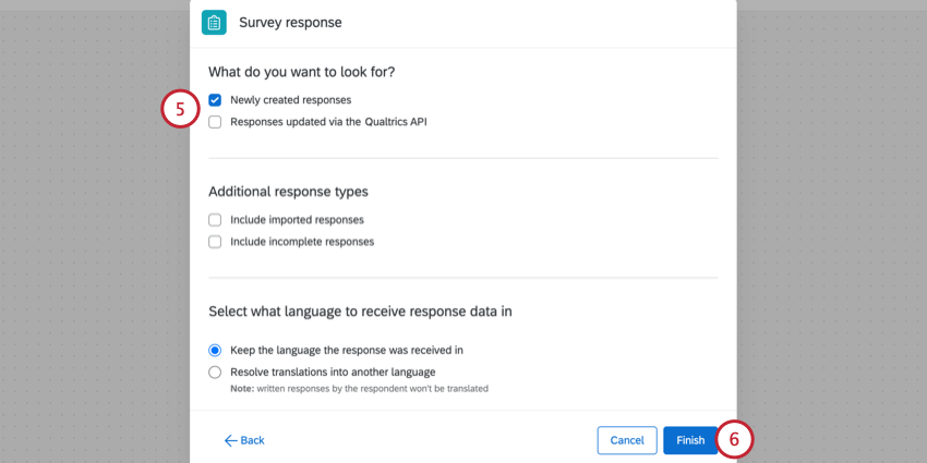 Seleccionar las respuestas recién creadas y hacer clic en finalizar