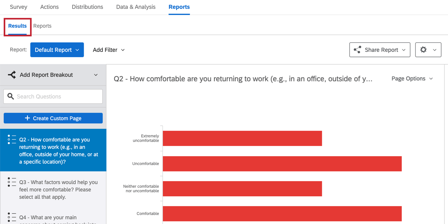 the results tab