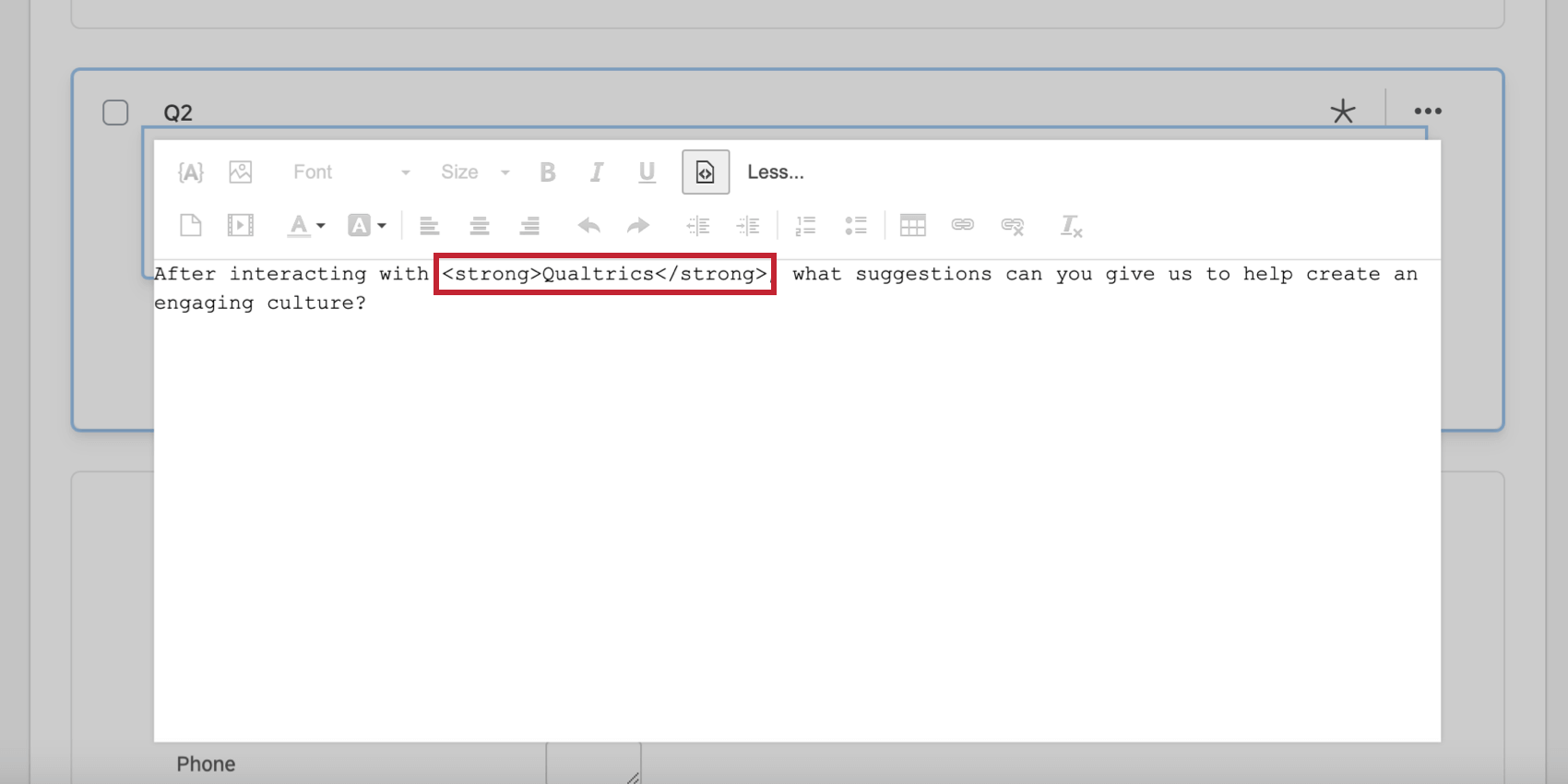 Testo in grassetto nella vista sorgente HTML
