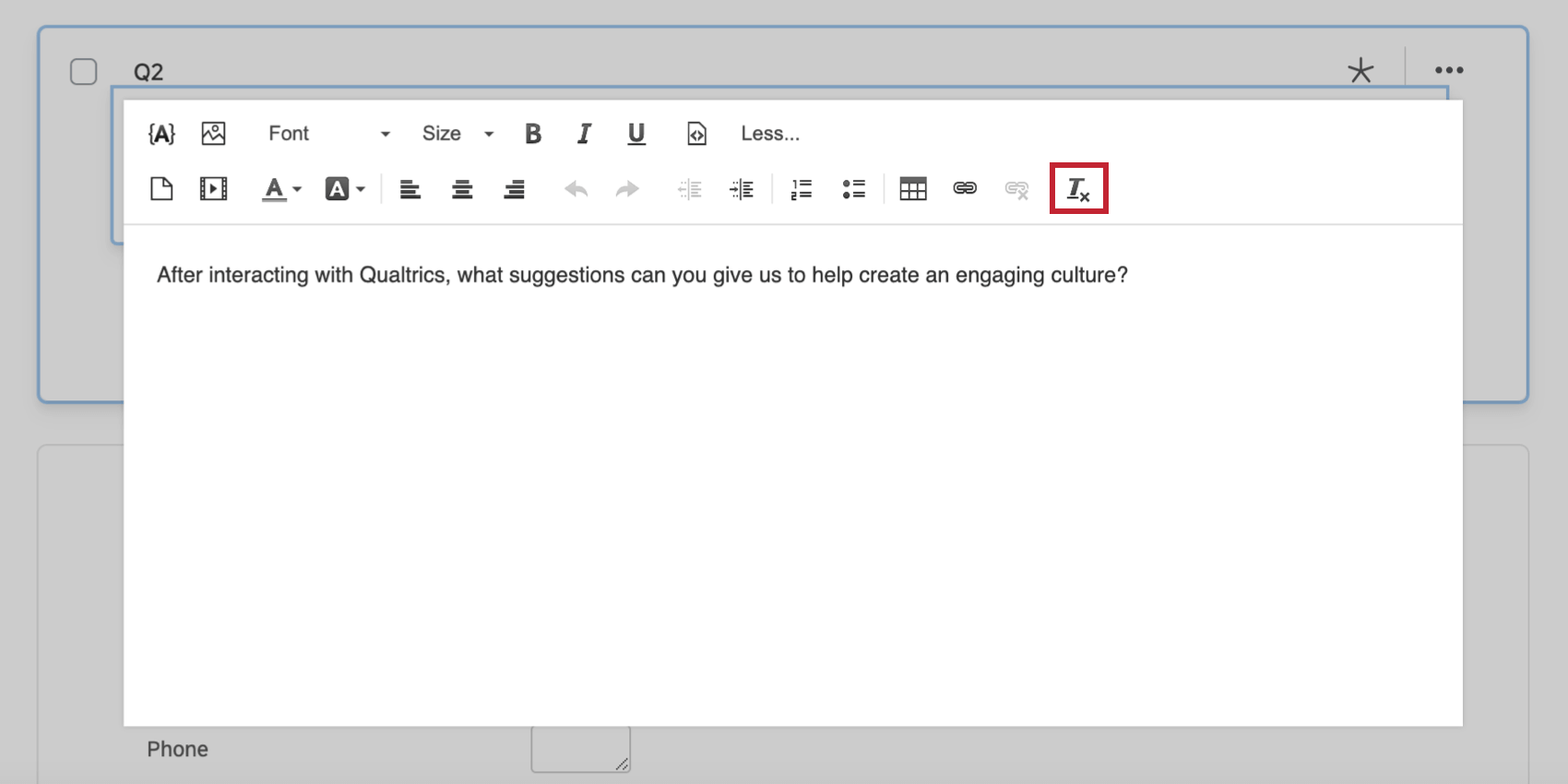 Remove Format button in the rich content editor