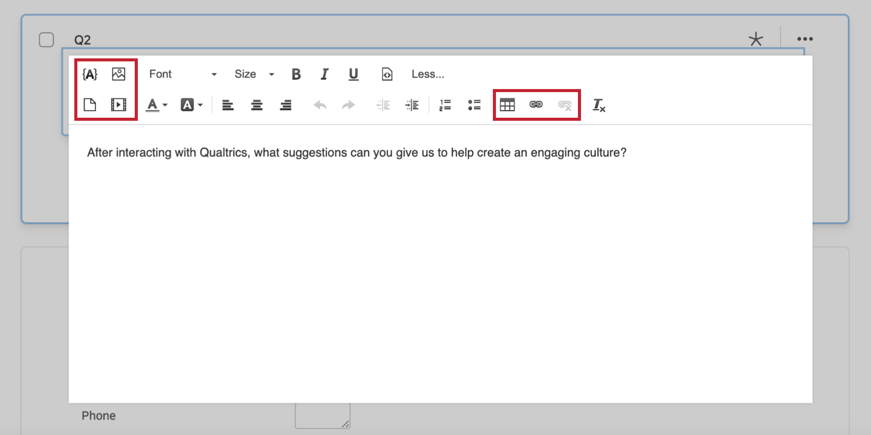 Elementos que puedes insertar en el Editor de contenido enriquecido