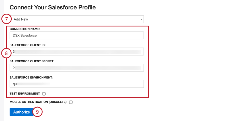 Elegir una cuenta de Salesforce o agregar una nueva