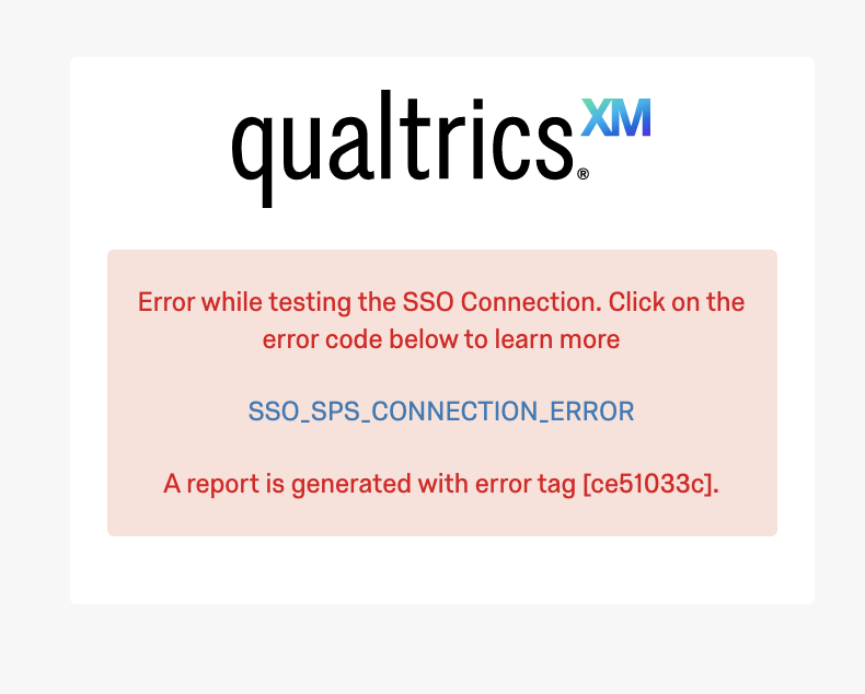 Red text that says an error happened while testing the SSO connection