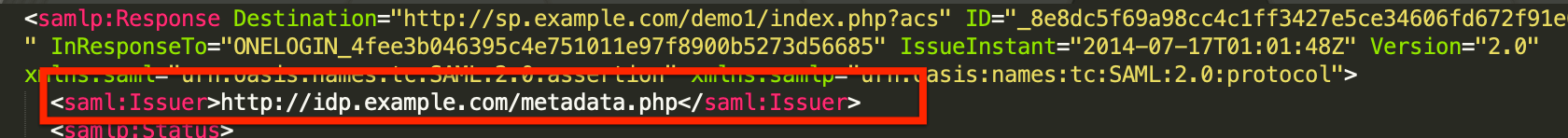 "Issuer" in a SAML response