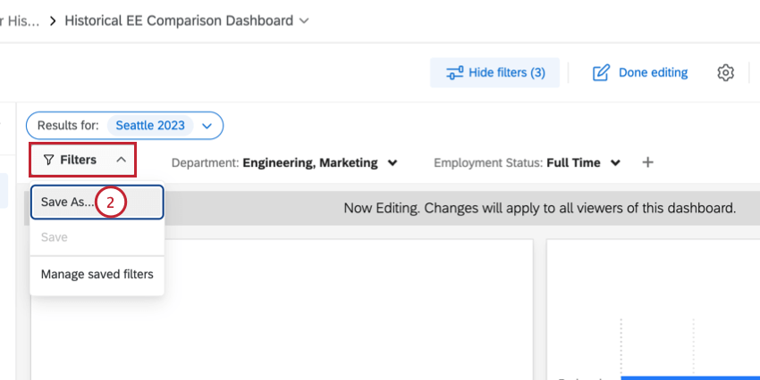 clicking the filter menu and then "save as"