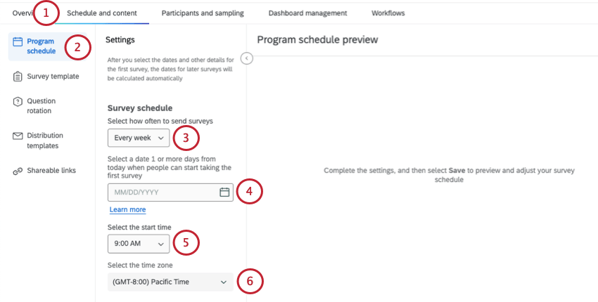 Section "Programme" de longlet "Programme et contenu