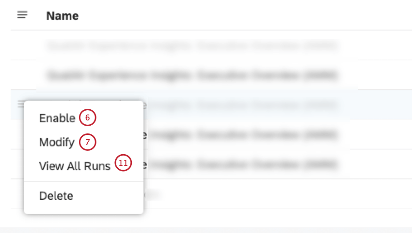 actions menu