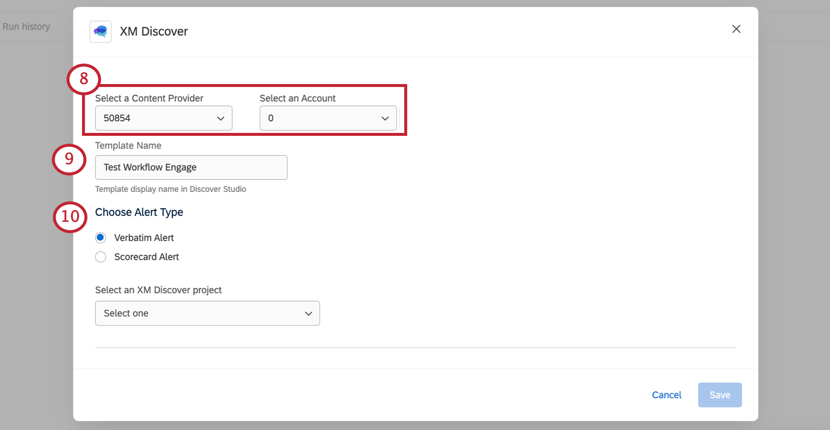Selecting content providers, accounts, alert type