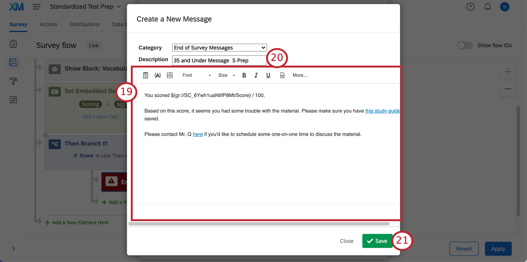 Un échantillon de message a été enregistré et un nom utile a été donné