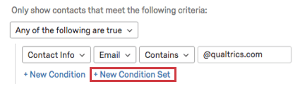 New condition set button under the filters