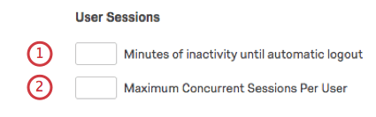 User sessions settings