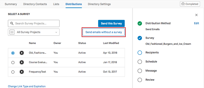 Invio di e-mail senza pulsante per il sondaggio