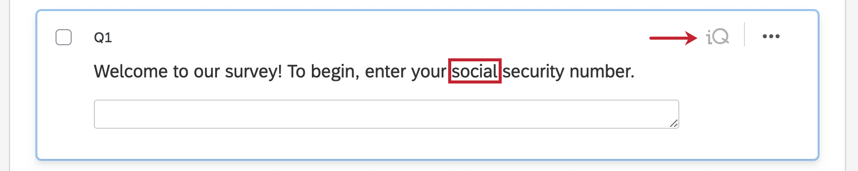 Surligner le mot "social" dans la question et licône grise iQ